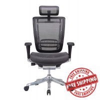 GM Seating Enklave XL Mesh Executive Hi Swivel Chair Chrome Base with Headrest, Black